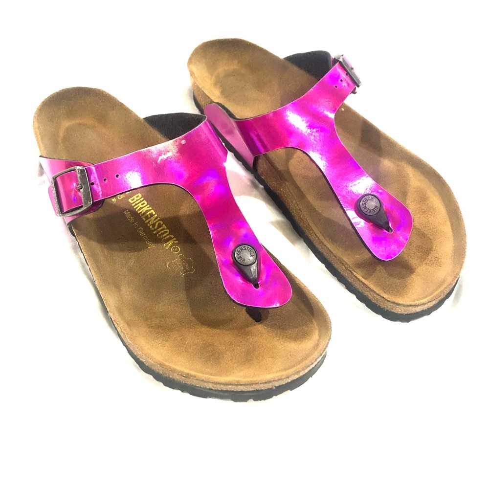 Birkenstock Pink Metallic Gizeh Thong Sandals